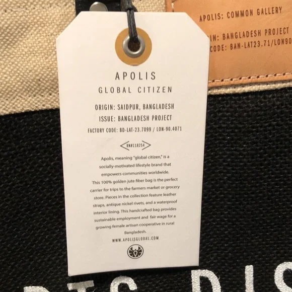 Black jute market bag with leather handles - Picture 6 of 6